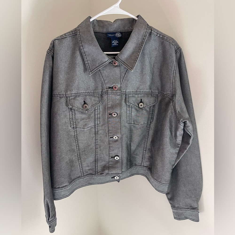 Vintage Venezia Jeans Clothing Company Classic Dk Grey Denim Jacket Women 18/20